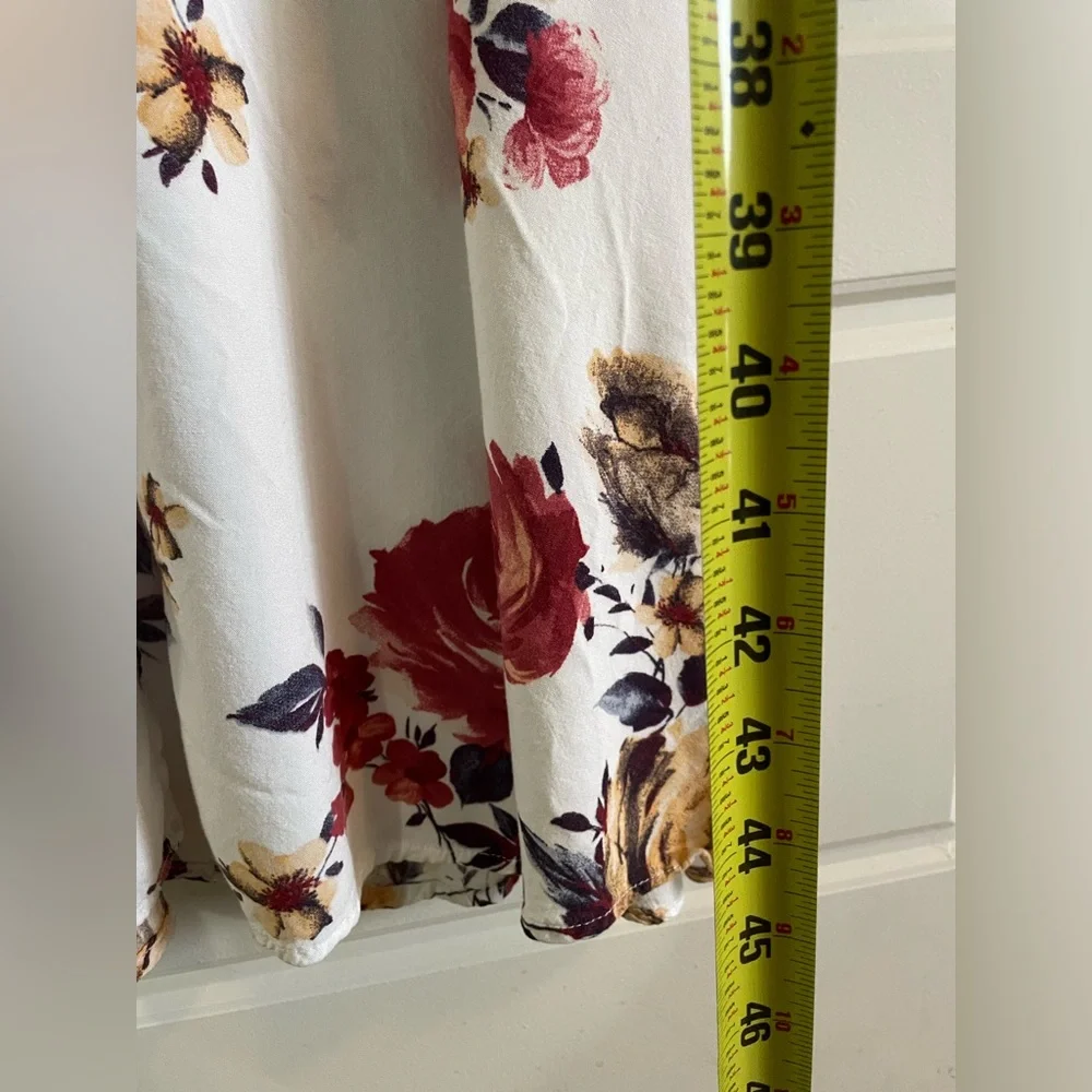 As U Wish Button Down White Floral Spagetti Strap Maxi Dress Split ThighSize S - Picture 10 of 13